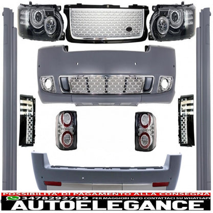 conversione completa kit carrozzeria design autobiografia adatto per land rover vogue l322 (2002-2009) retrofit per restyling griglia nera argento edizione 2010+ AUTOELEGANCERICAMBI