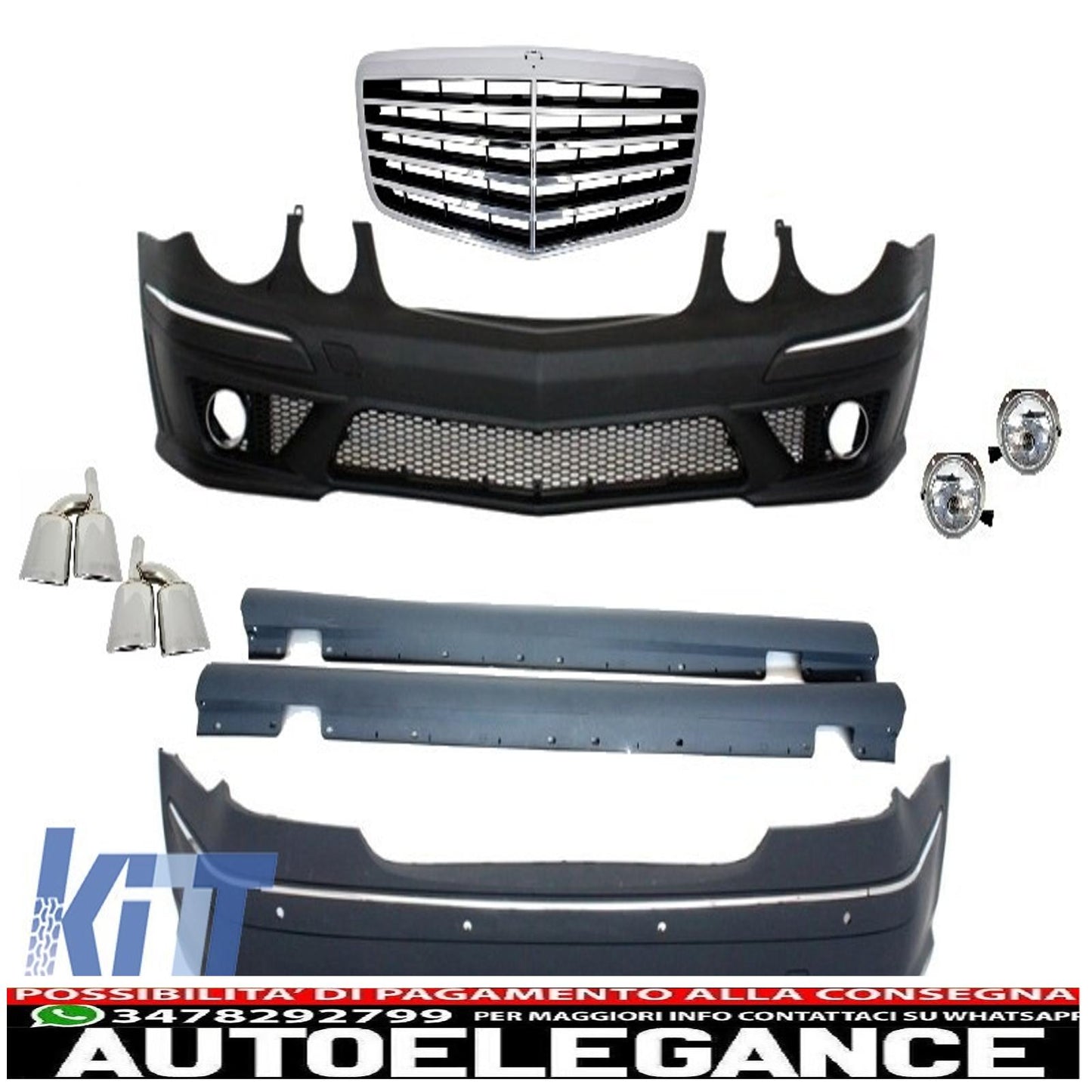 body kit + central grille suitable for mercedes-benz e-class w211 2002-2009 e63 a-design