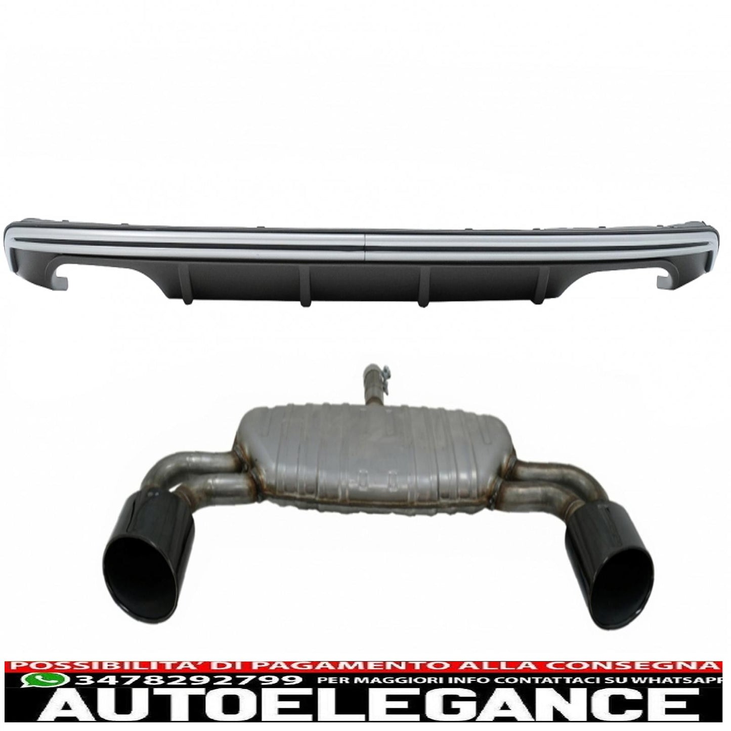 Diffusore mantovana paraurti posteriore con sistema di scarico nero adatto per audi a3 8v hatchback sportback (2012-2015) s3 design