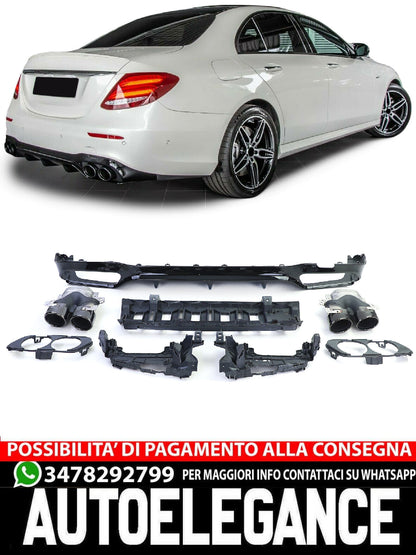 Sport Rear Diffuser Exhaust Tips Aftermarket Compatible With Mercedes E-Class W213 Limousine 16 