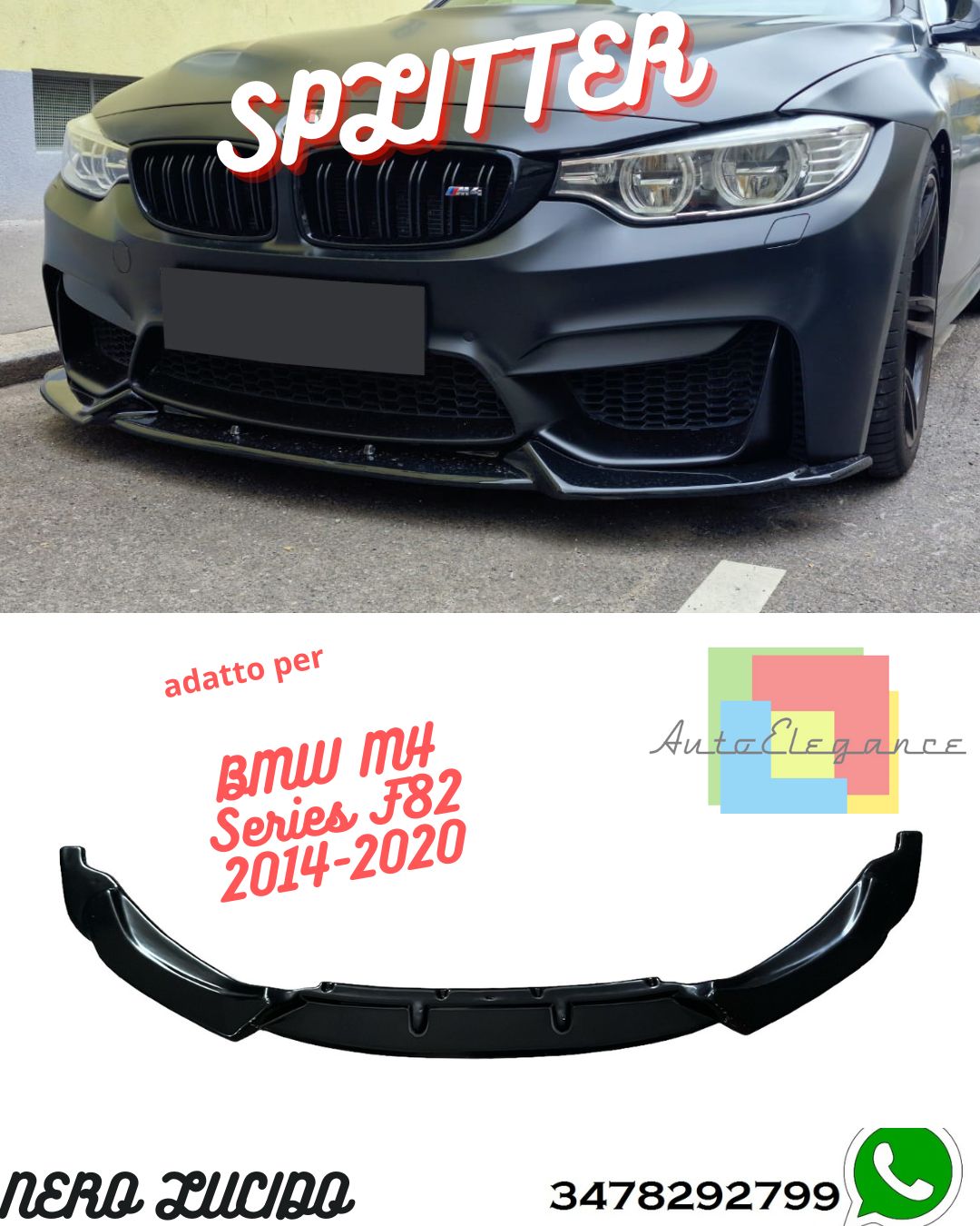 Splitter Anteriore BMW M4 Series F82 2014-2020 Con ABE TÜV