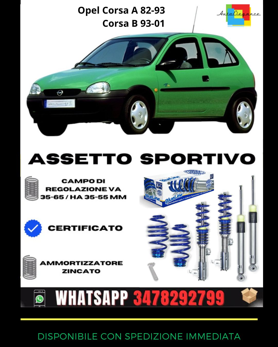 🔥Assetto sportivo ADATTO PER Opel Opel Corsa A anno 82-93, Corsa B 93-01🔥