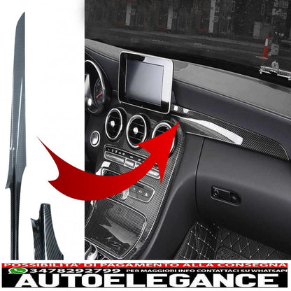 Car Center Console Dashboard Strips Interior Trim Fit For Mercedes C Class W205 (2014-2018) GLC X253 (2015-2018) Carbon Fiber Style Left Hand Drive