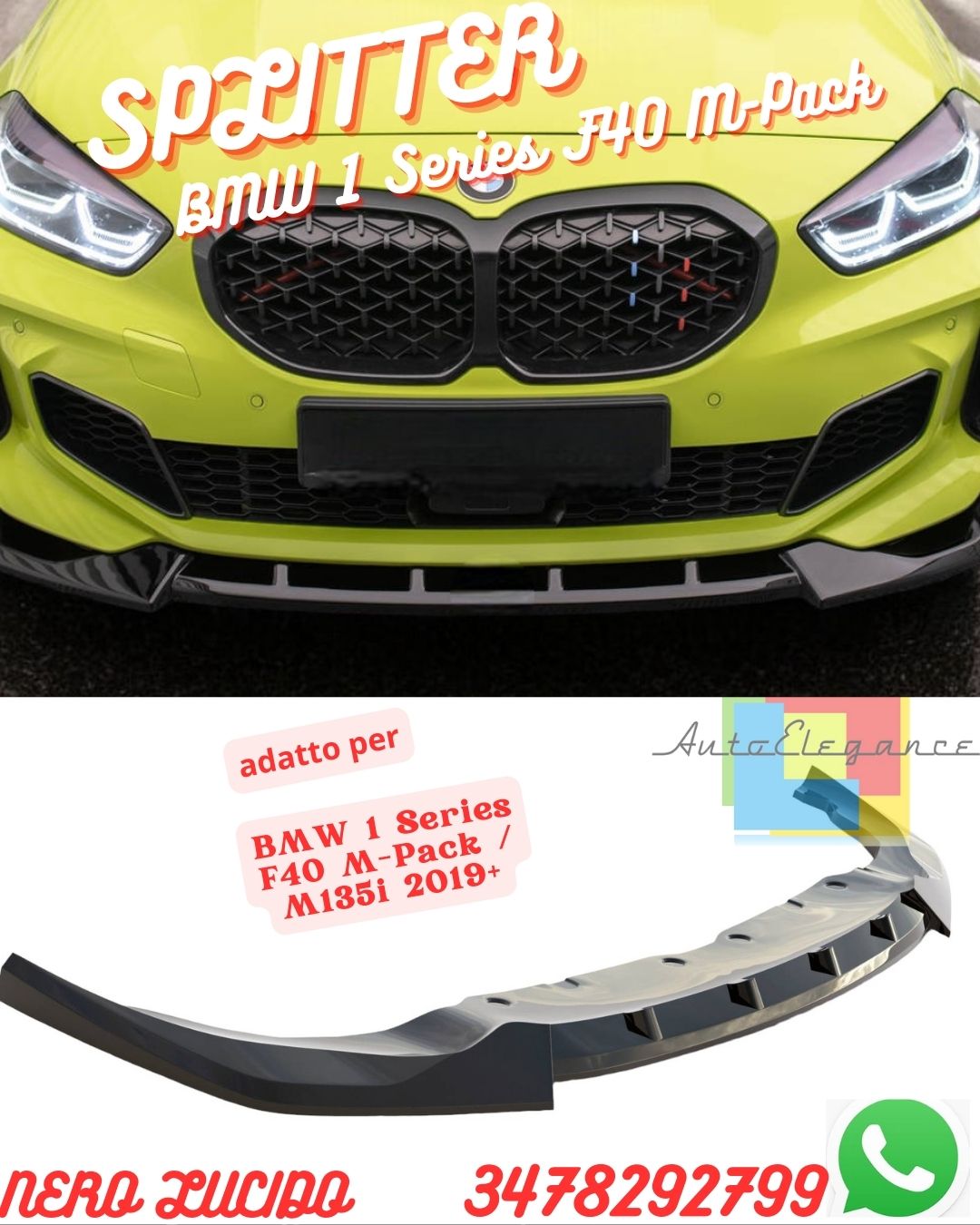 Splitter adatto per  ⭐⭐BMW 1 Series F40 M-Pack / M135i 2019+ Version 2⭐⭐