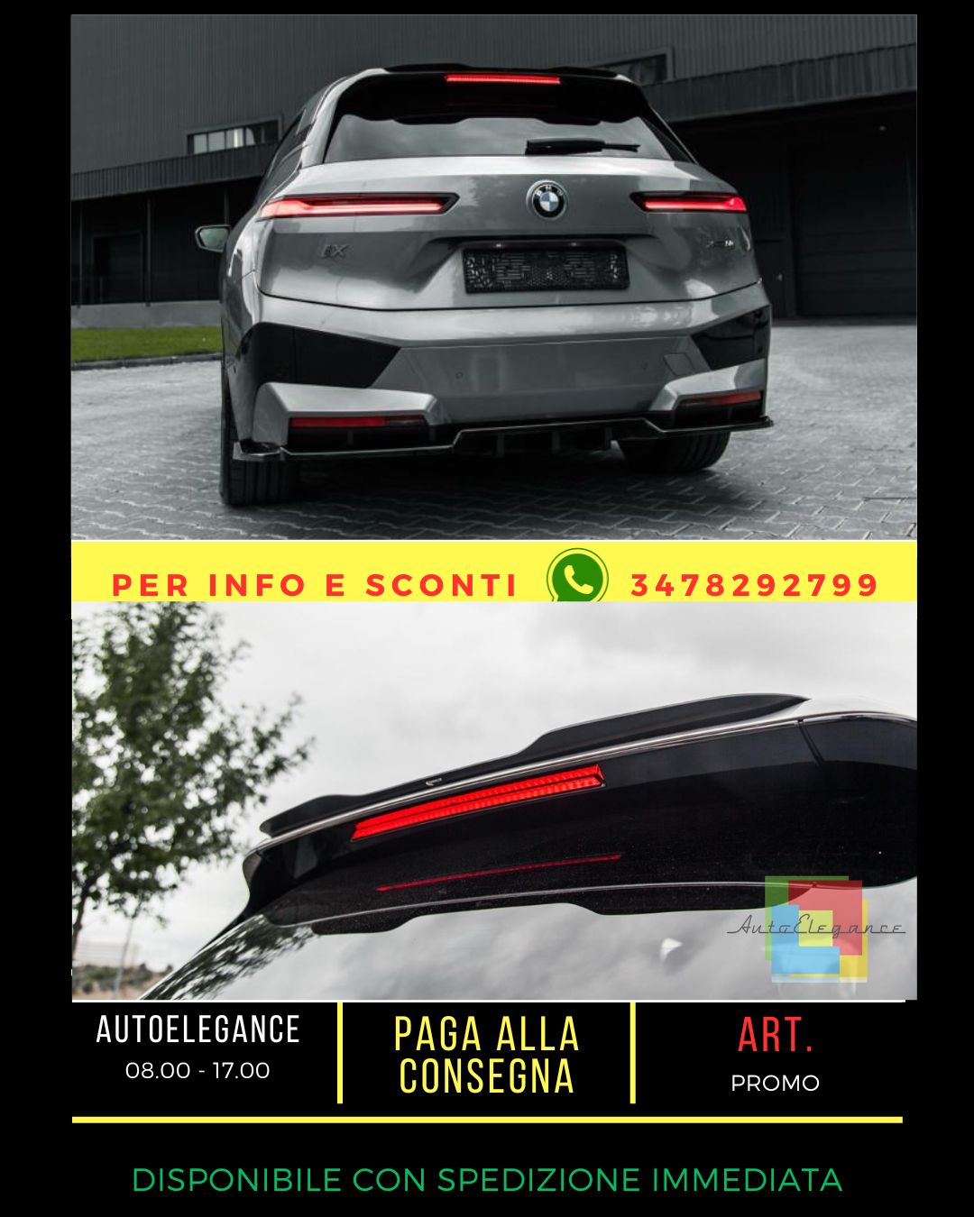 🔥Ala aggiuntiva Spoiler NERO LUCIDO PER BMW iX M-Pack i20 2019+🔥