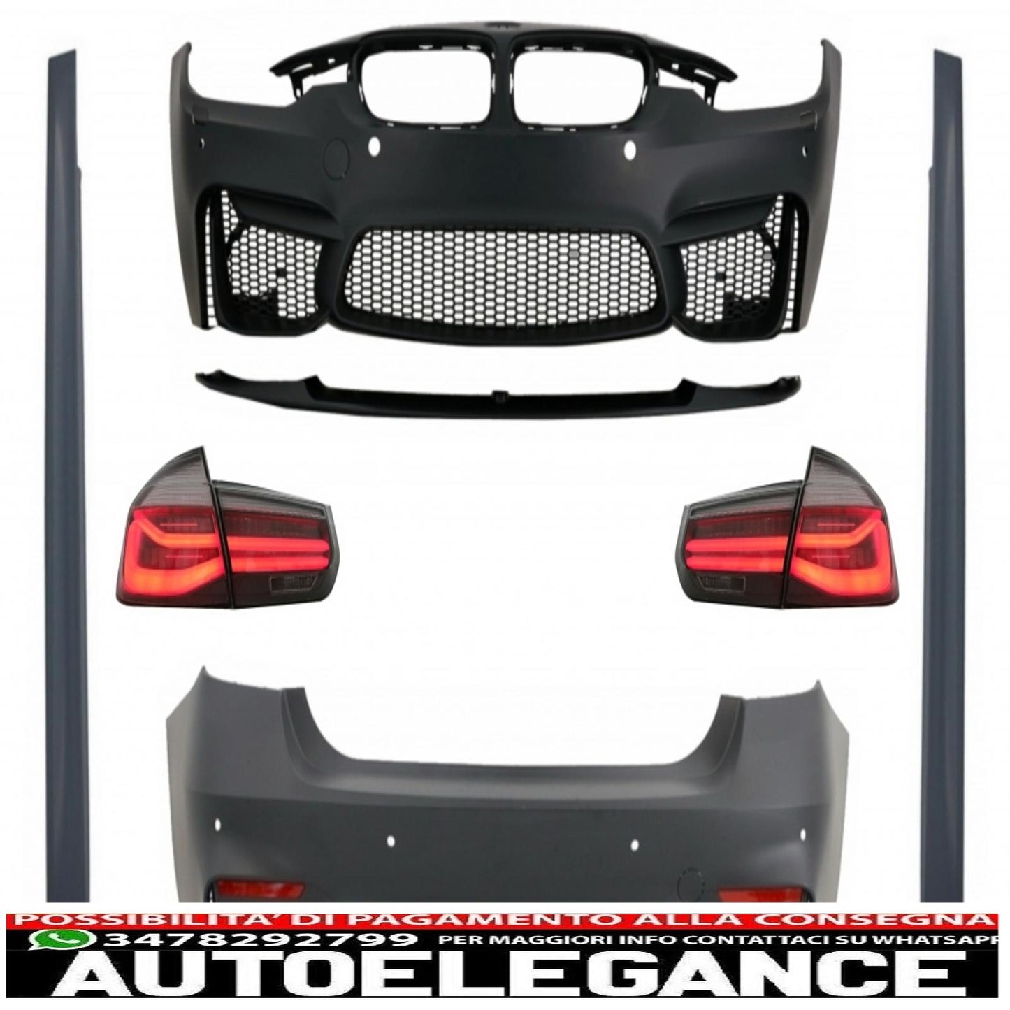 complete body kit suitable for bmw f30 (2011-2019) with led rear lights dynamic sequential cornering light evo ii m3 cs style without fog lights 