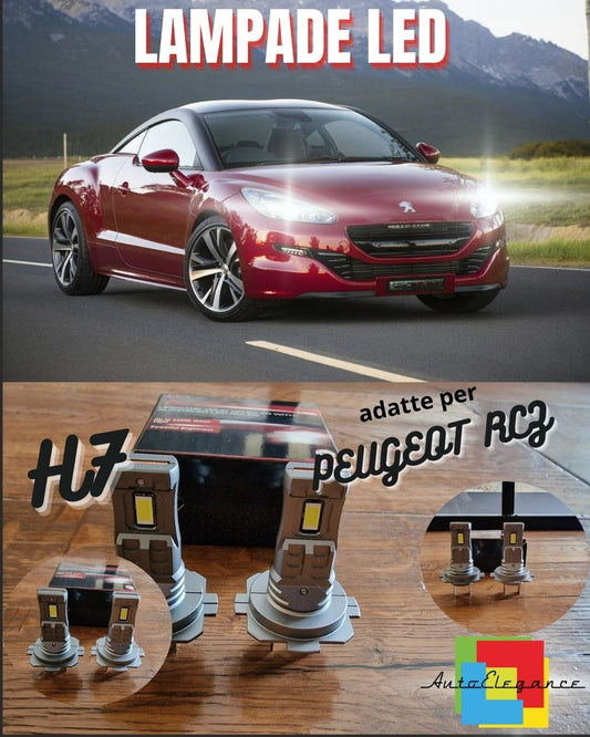 KIT LED H7 PER PEUGEOT RCZ 6000K BIANCO 6000 LUMEN CANBUS ANABBAGLIANTI