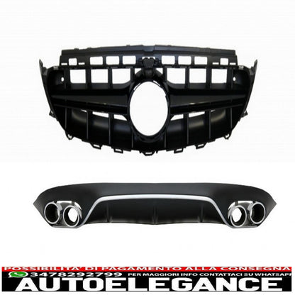 diffusore posteriore con terminali di scarico e griglia centrale nero adatto per mercedes classe e c238 a238 amg sport line (2016+) e53 e63 design