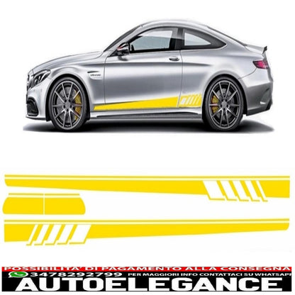 side decals matt yellow vinyl sticker suitable for mercedes c class c205 coupe a205 cabriolet (2014-up)
