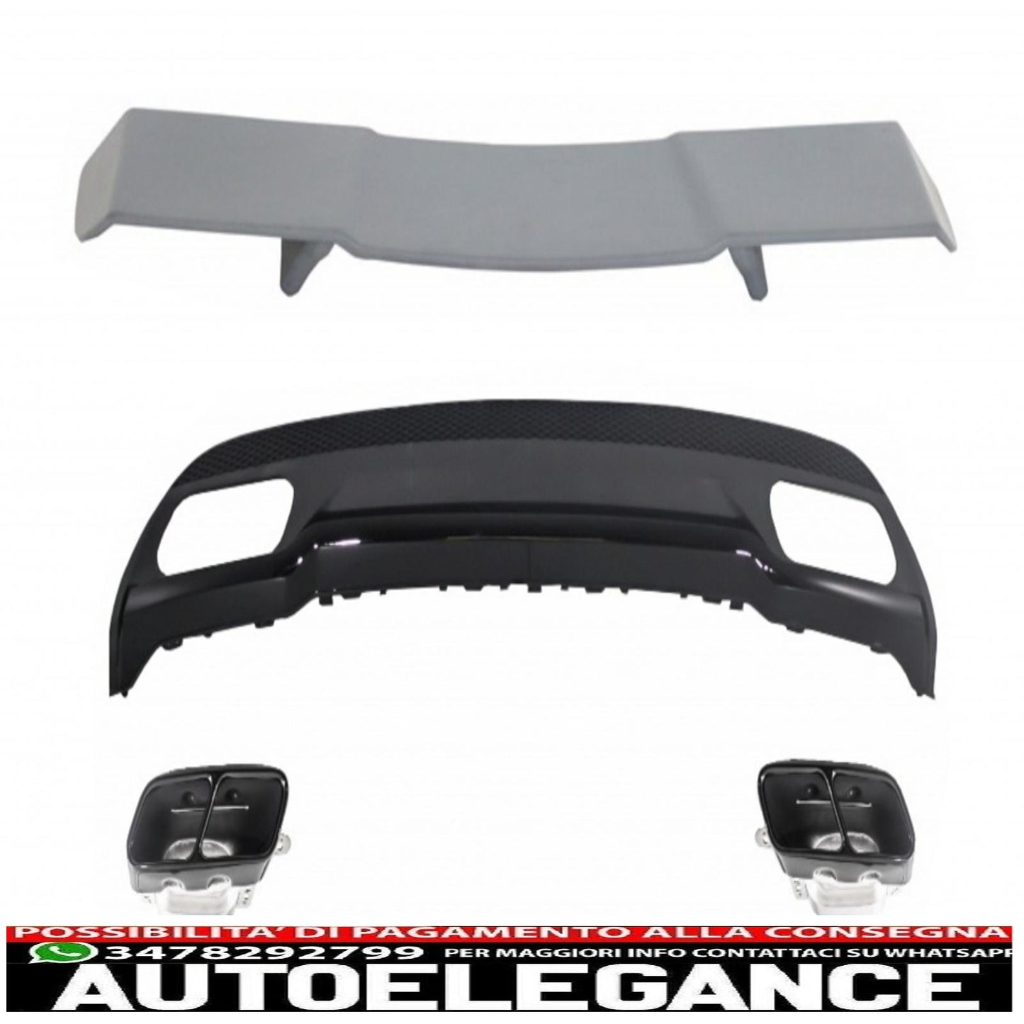 spoiler per bagagliaio, spoiler per cofano del bagagliaio, diffusori, punte di scarico adatte per mercedes w176 classe a 12+ sport nero