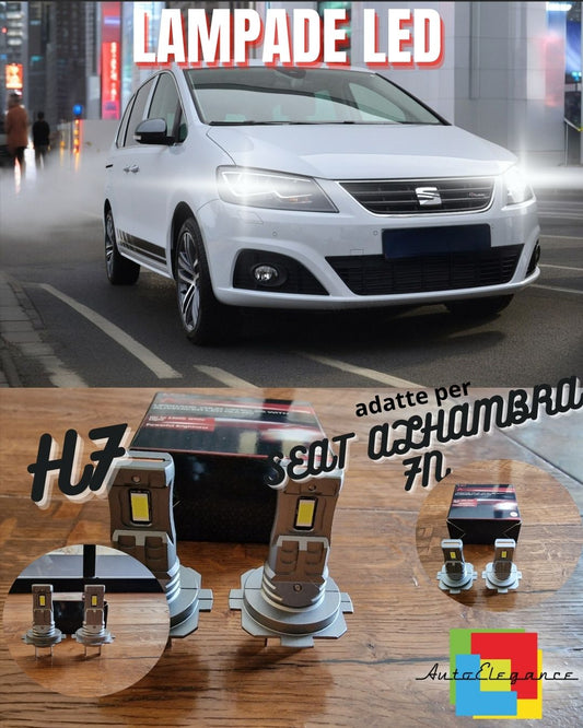 KIT LED H7 PER SEAT ALHAMBRA 7N MK2 6000K BIANCO 6000 LUMEN CANBUS ANABBAGLIANTI