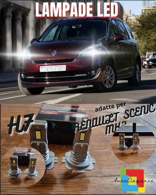 KIT LED H7 PER RENAULT SCENIC MK3 6000K BIANCO 6000 LUMEN CANBUS ANABBAGLIANTI