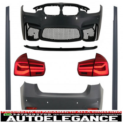 complete body kit suitable for bmw f30 (2011-2019) with led rear lights dynamic sequential cornering light evo ii m3 cs style without fog lights 