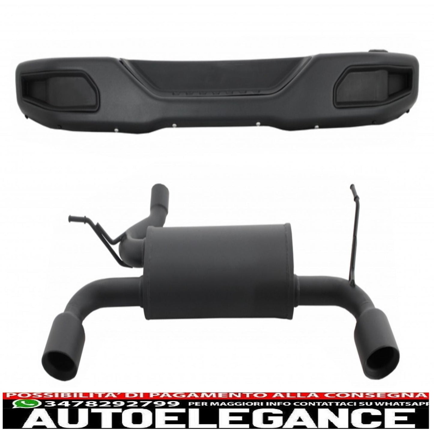 Metal Rear Bumper with Full Exhaust System Rear Axle Fit for Jeep Wrangler Rubicon JK (2007-2017) Dual Exhaust