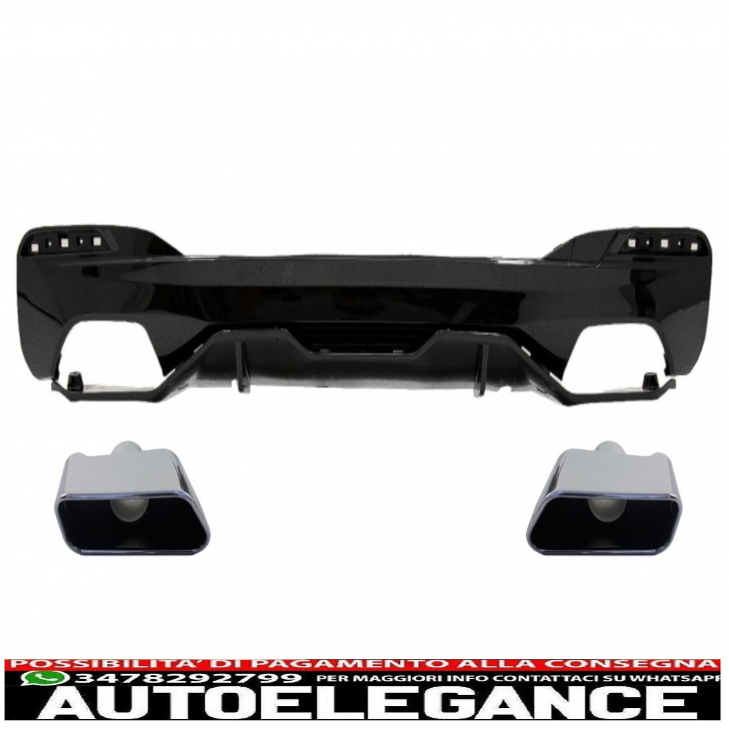 Rear bumper diffuser suitable for BMW 5 Series G30 G31 Sedan Touring (2017-up) with m Performance Design exhaust tips