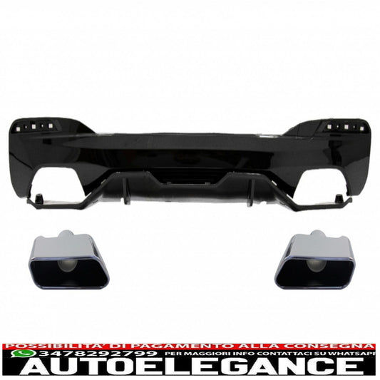Rear bumper diffuser suitable for BMW 5 Series G30 G31 Sedan Touring (2017-up) with m Performance Design exhaust tips