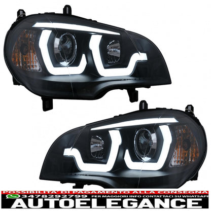 led light tube drl angel eye headlights suitable for bmw x5 e70 (2007-2010) black 