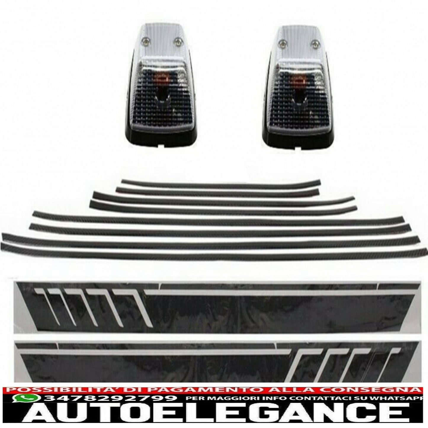 Aggiungi sulle modanature delle porte strisce in carbonio con decalcomanie laterali adesivo in vinile nero opaco e luci di svolta adatto per Mercedes Classe G W463 (1989-2015) AUTOELEGANCERICAMBI