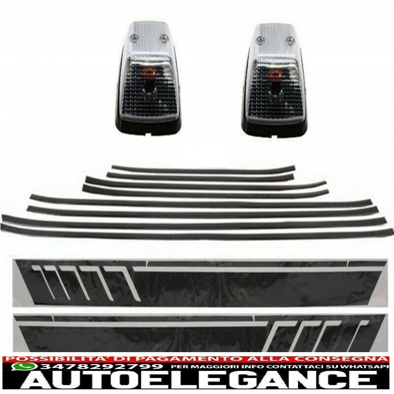 Aggiungi sulle modanature delle porte strisce in carbonio con decalcomanie laterali adesivo in vinile nero opaco e luci di svolta adatto per Mercedes Classe G W463 (1989-2015) AUTOELEGANCERICAMBI