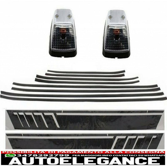 Aggiungi sulle modanature delle porte strisce in carbonio con decalcomanie laterali adesivo in vinile nero opaco e luci di svolta adatto per Mercedes Classe G W463 (1989-2015) AUTOELEGANCERICAMBI