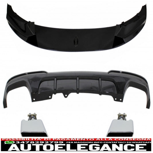Labbro spoiler paraurti anteriore adatto per bmw serie 5 f10 f11 (2011-2017) con diffusore d'aria a doppia uscita e finali marmitta m-performance pianoforte nero