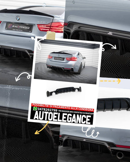 DIFFUSORE POSTERIORE ADATTO PER BMW 4 COUPÉ / GRAN COUPE M-PACK F32 / F36 (VERSIONE CON SCARICO SU ENTRAMBI I LATI)