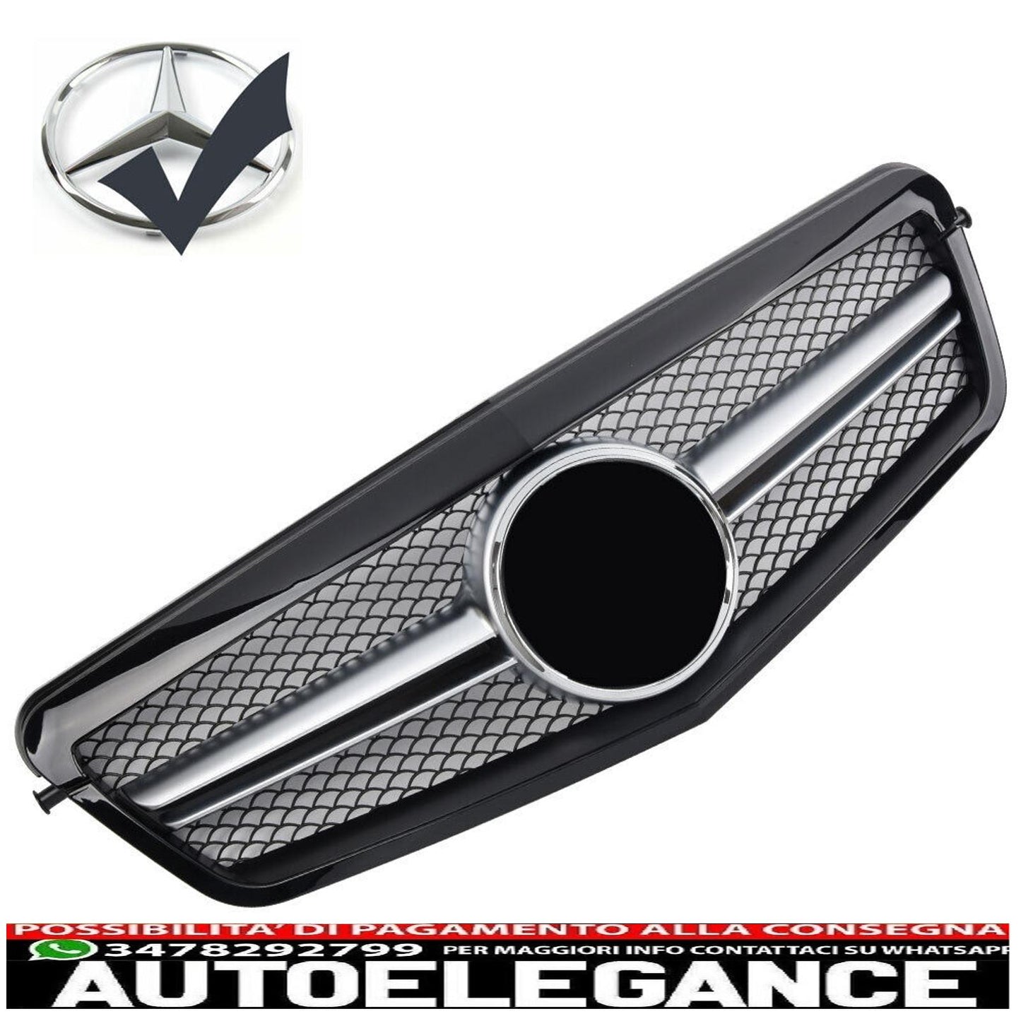 Griglia del radiatore sportiva nera lucida per Mercedes W212 Classe E 09-13