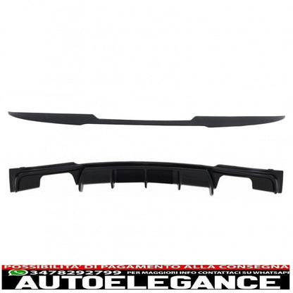 spoiler per bagagliaio con paraurti posteriore spoiler mantovana diffusore doppia uscita adatto per bmw serie 3 f30 (2011-2019) m4 csl performance design nero pianoforte