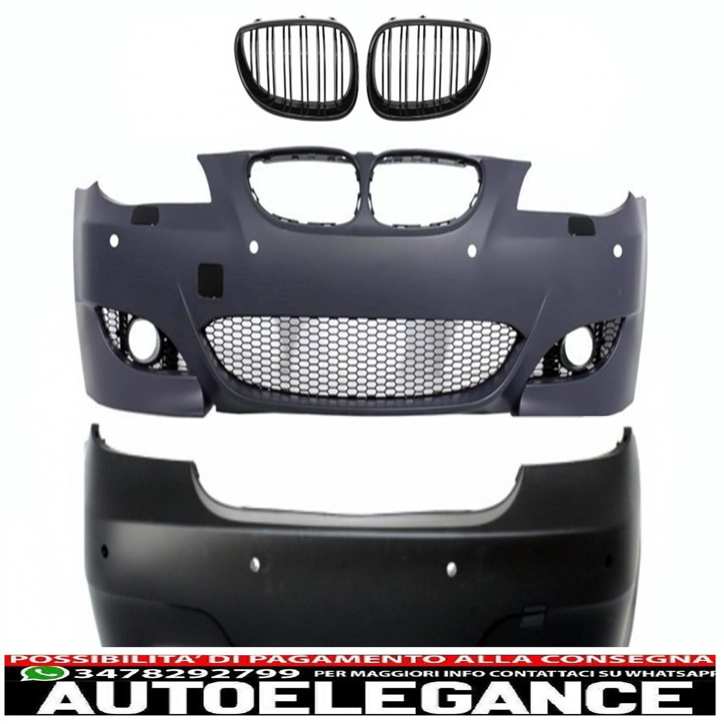 body kit suitable for bmw 5 series e60 (2003-2007) m5 design with double stripe central grilles piano black 