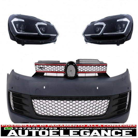 paraurti anteriore con fari led argento luci di svolta sequenziali dinamiche adatte per vw golf vi 6 (2008-2013) gti g7.5 design