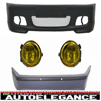 body kit suitable for bmw e46 sedan (1998-2004) bumper with pdc and fog lights yellow m-technik design