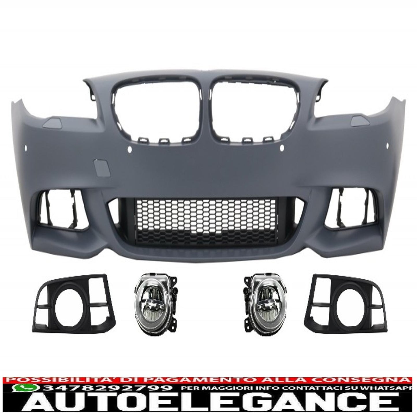 Front bumper suitable for BMW 5 Series F10 F11 LCI (2015-up) M-Technik design with LED fog lights 