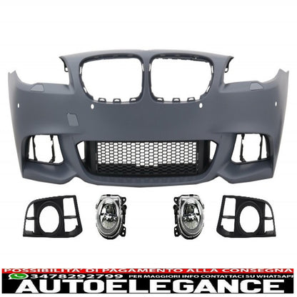 Front bumper suitable for BMW 5 Series F10 F11 LCI (2015-up) M-Technik design with LED fog lights 