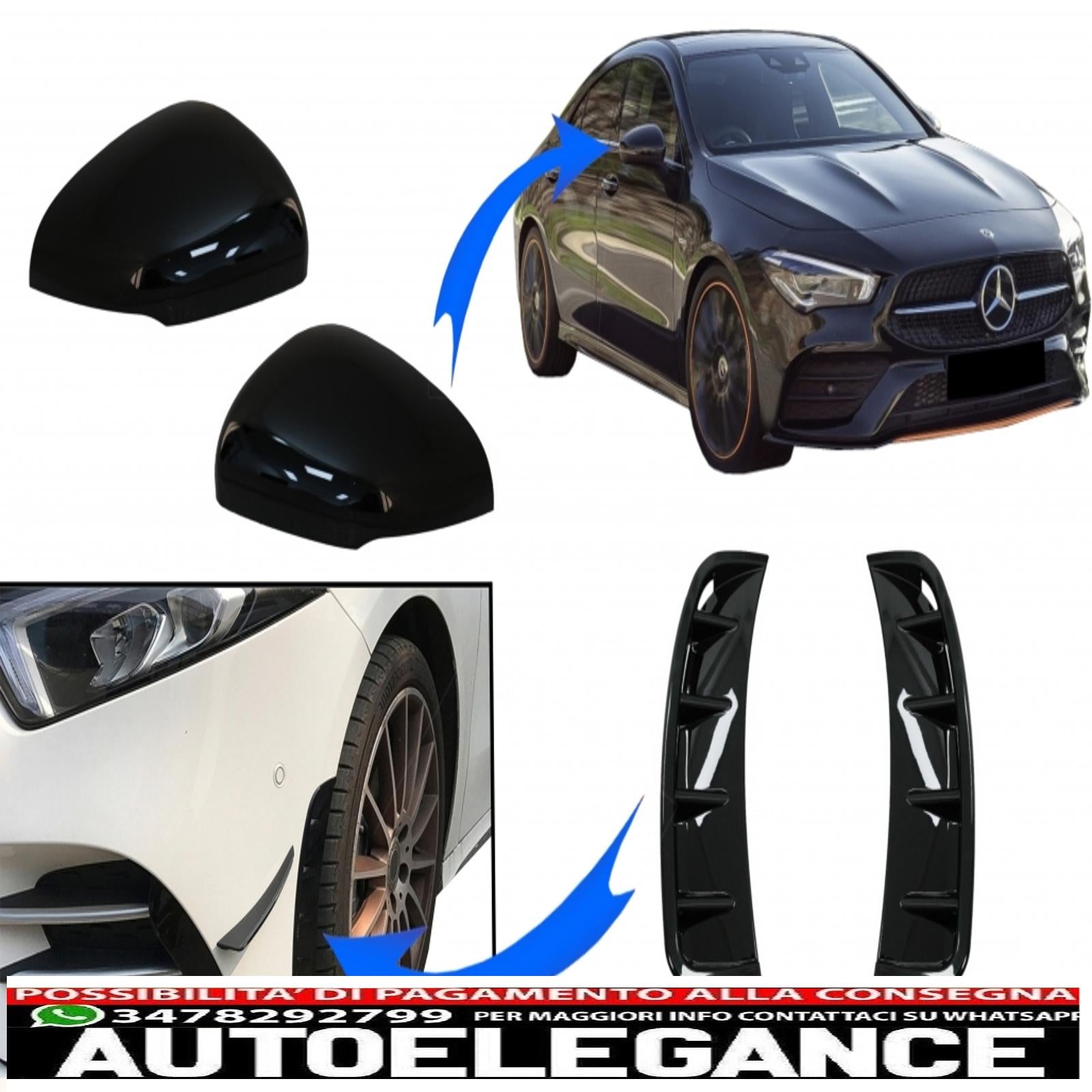 copertura specchietto con prese d'aria laterali paraurti anteriore adatto per mercedes classe A w177 (05.2018-up) v177 (09.2018-up) pacchetto notturno look AUTOELEGANCERICAMBI