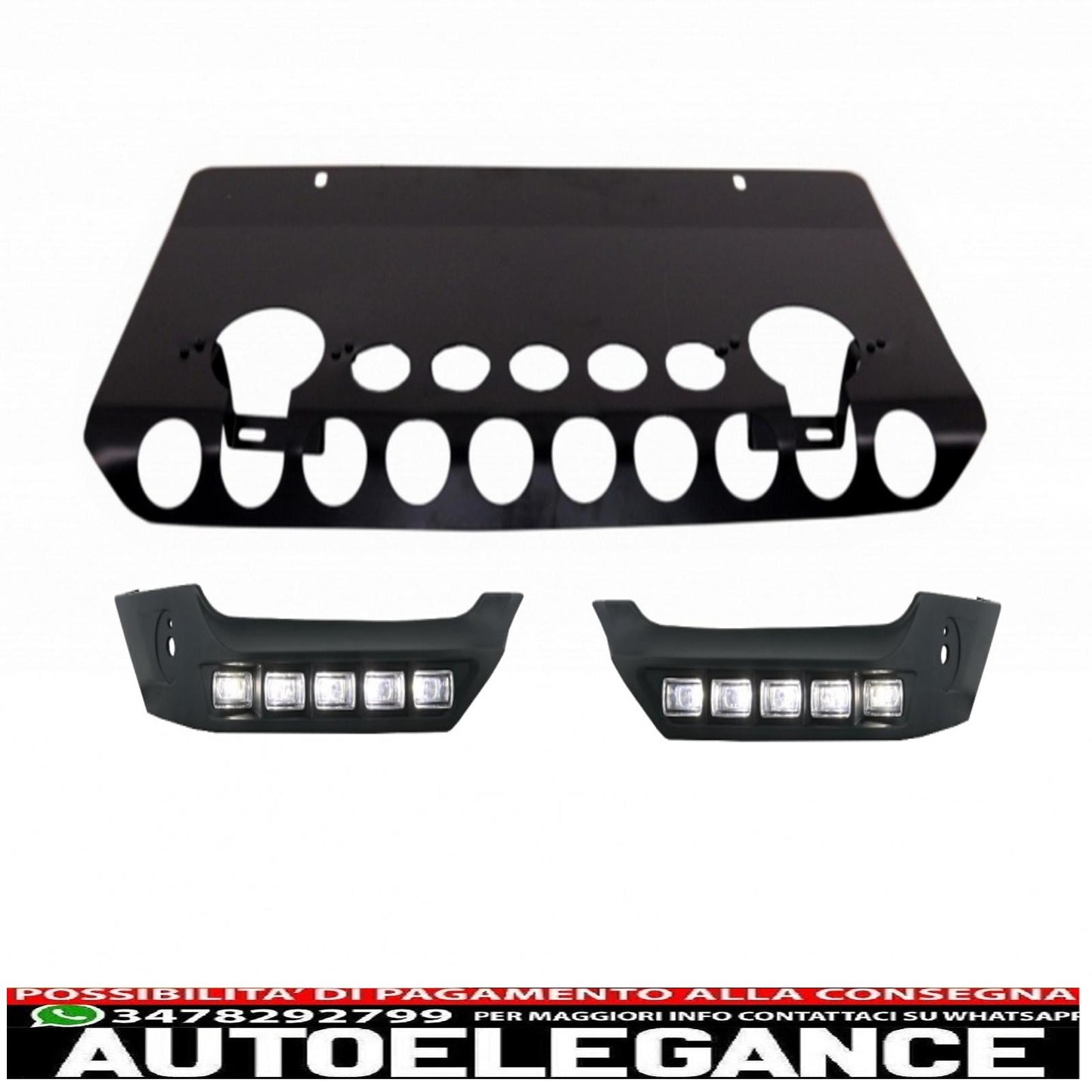 front bumper skid plate off-road package underride protection front bumper spoiler led drl extension suitable for mercedes g-class w463 (1989-2017) matt black design edition 