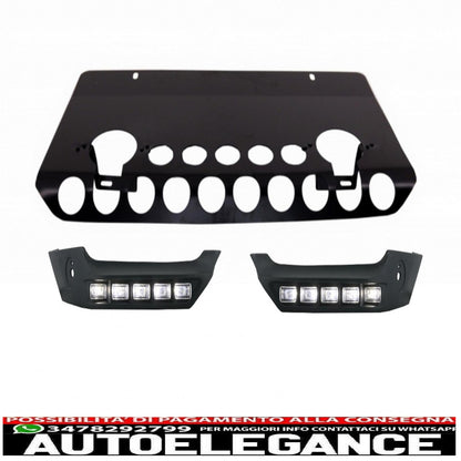 front bumper skid plate off-road package underride protection front bumper spoiler led drl extension suitable for mercedes g-class w463 (1989-2017) matt black design edition 