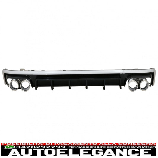 Rear bumper valance diffuser with exhaust tips suitable for audi a6 c8 4k avant sedan (2018-up) s6 design silver