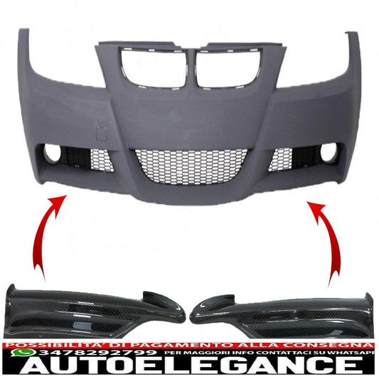 spoiler anteriore in carbonio adatto per bmw serie 3 e90 e91 berlina touring (2005-2008) solo paraurti m-tech