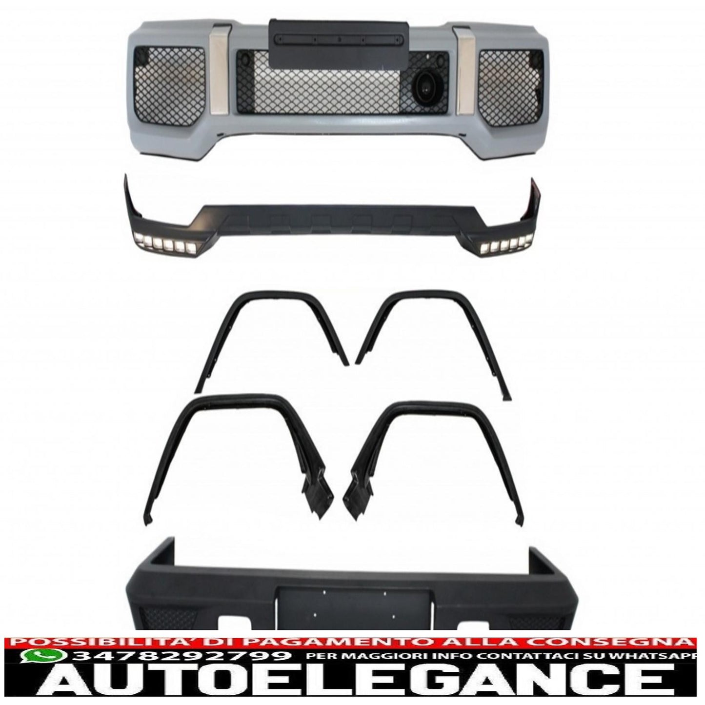 Complete conversion body kit with spoiler extension led drl suitable for mercedes g class w463 (1989-2017) g63 g65 design 
