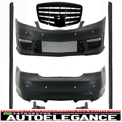 complete body kit suitable for mercedes s class w221 (2005-2011) lwb with front grille and exhaust tips piano black