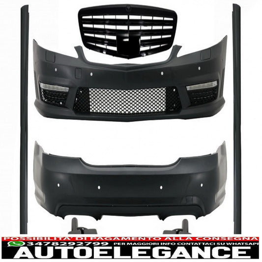 complete body kit suitable for mercedes s class w221 (2005-2011) lwb with front grille and exhaust tips piano black