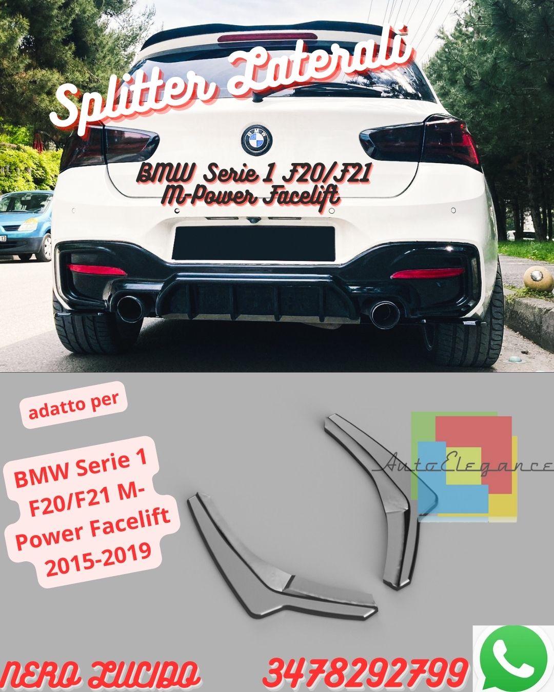 💫Splitter Laterali Posteriori BMW Serie 1 F20/F21 M-Power Facelift 2015-2019💫