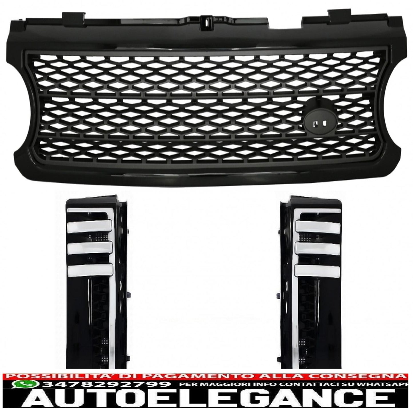 central grille and side vents suitable for land rover vogue iii l322 (2006-2009) black grey autobiography supercharged edition