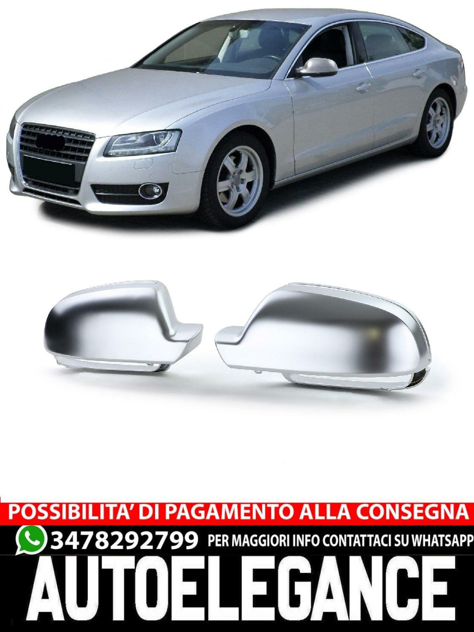 Calotte specchietti di ricambio argento opaco per AUDI A3 8P A4 8K B8 A5 8T 09-