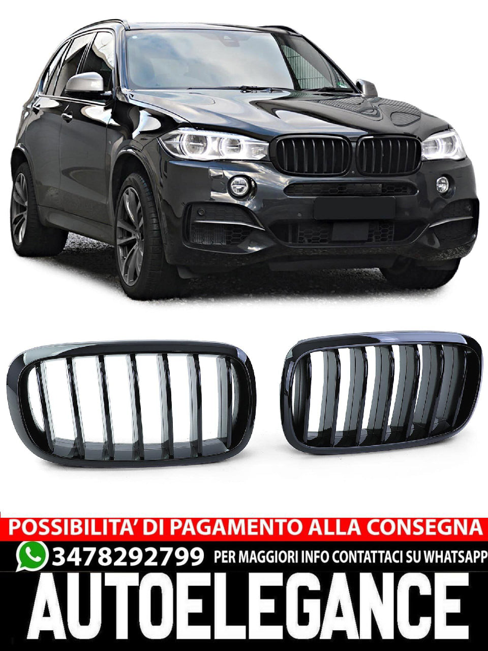 Griglia Elettrica Performance Nero Lucido aftermarket compatibile con BMW X5 F15 X6 F16 13-19