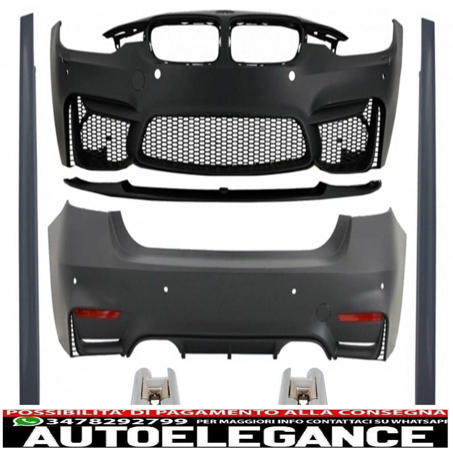 complete body kit suitable for bmw f30 (2011-2019) with chrome exhaust tips evo ii m3 cs style without fog lights 