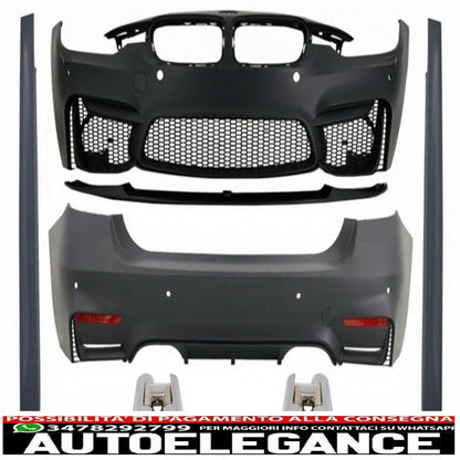 complete body kit suitable for bmw f30 (2011-2019) with chrome exhaust tips evo ii m3 cs style without fog lights 