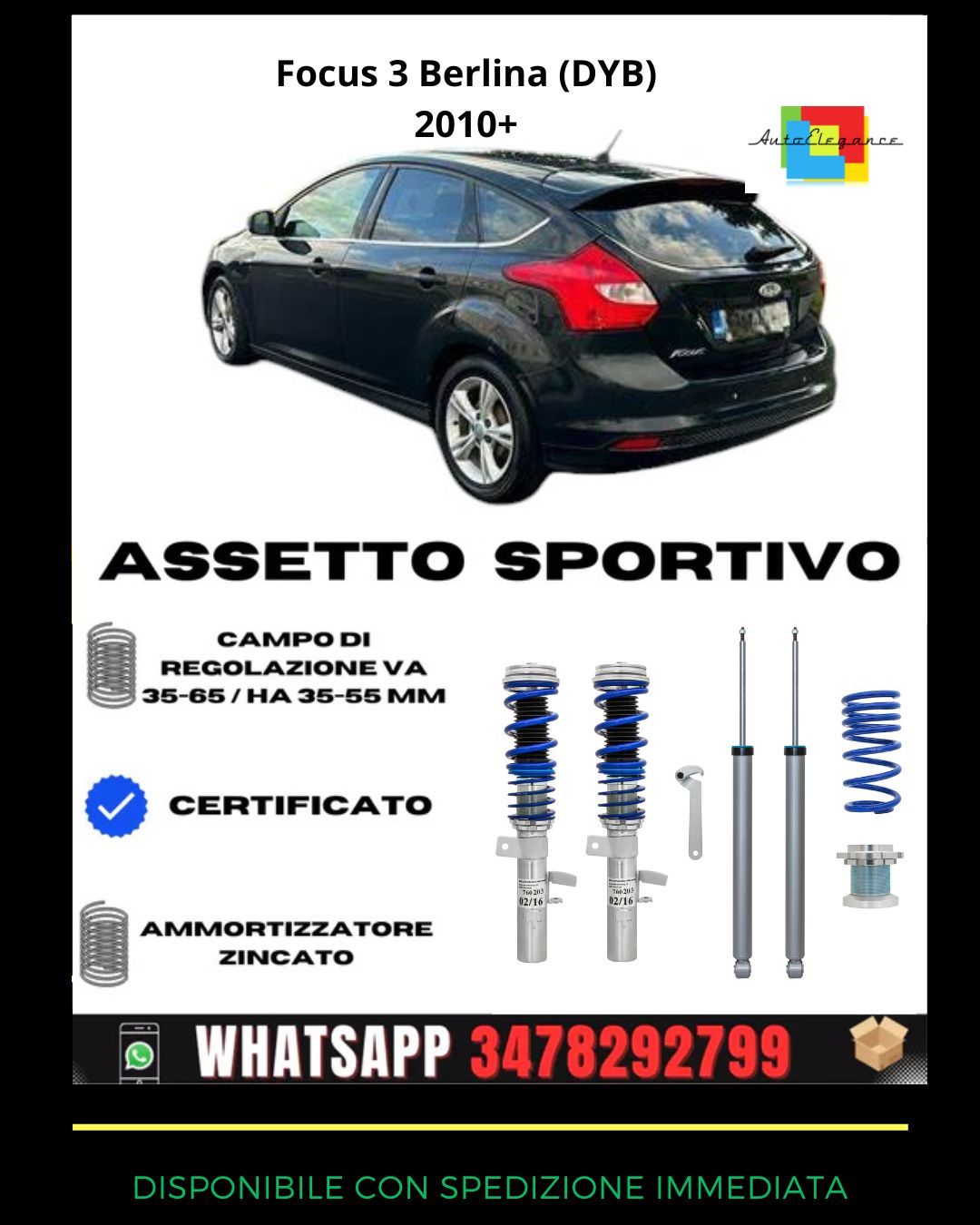 🔥Assetto sportivo ADATTO PER FORD Focus 3 Berlina (DYB)  2010+🔥