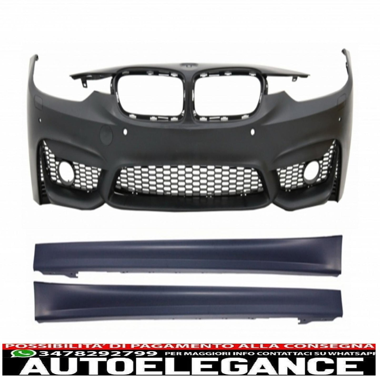 paraurti anteriore con minigonne laterali adatto per bmw serie 3 f30 f31 non lci e lci (2011-2018) m3 sport evo design