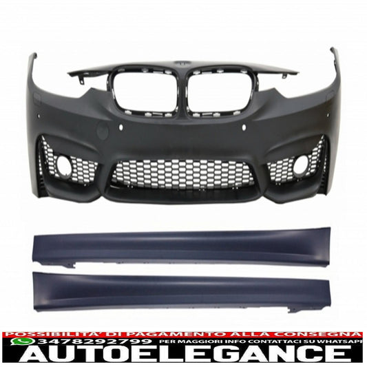 paraurti anteriore con minigonne laterali adatto per bmw serie 3 f30 f31 non lci e lci (2011-2018) m3 sport evo design